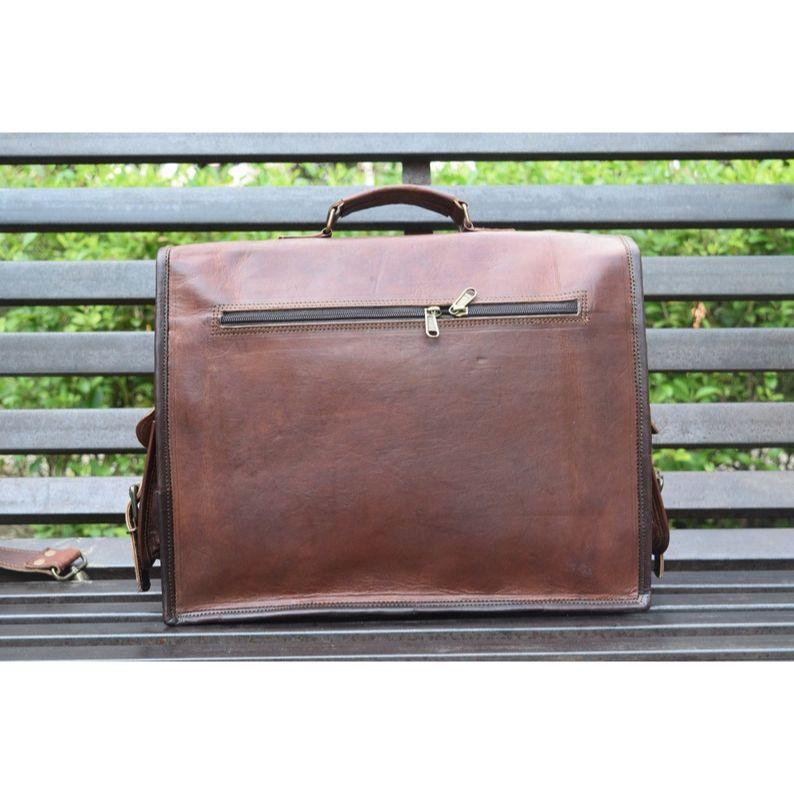 Handmade Leather Messenger Bag: Laptop Briefcase Satchel