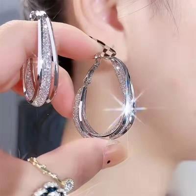 Orecchini a cerchio ovali in rete intrecciata per le donne Orecchini pendenti per matrimonio da sposa Regalo di San Valentino Gioielli firmati