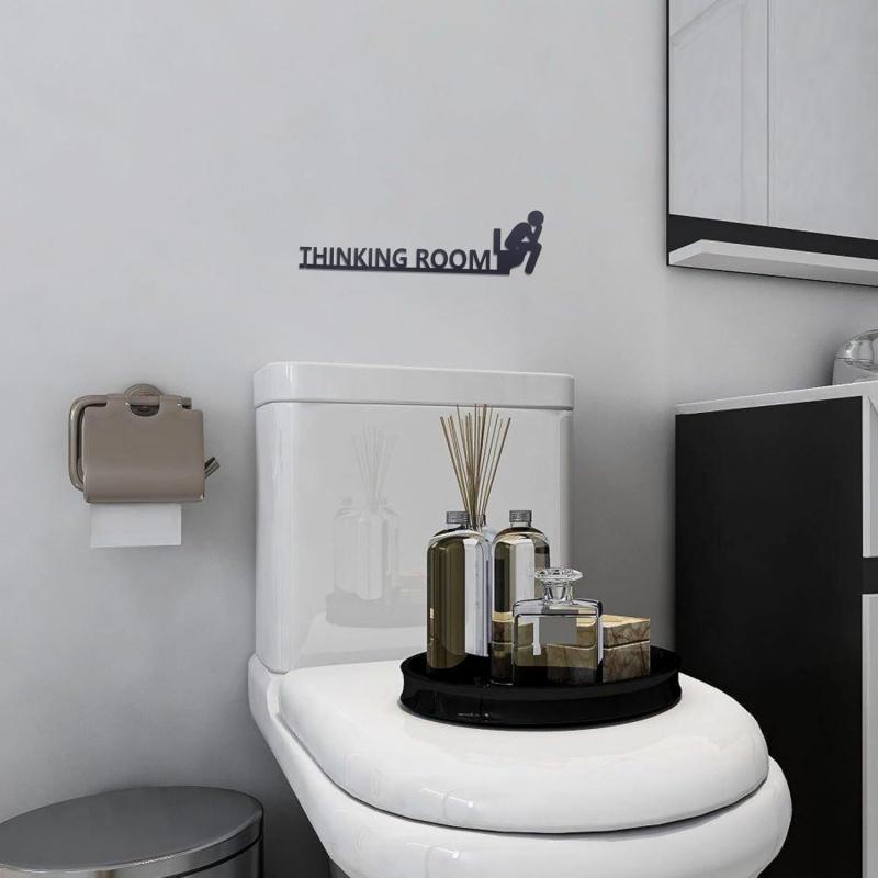 Fun Toilet Door Sign Metal Fun Bathroom Decoration Family Black Toilet Sign Fun Door Top Decoration Interesting Bathroom Sign Ho