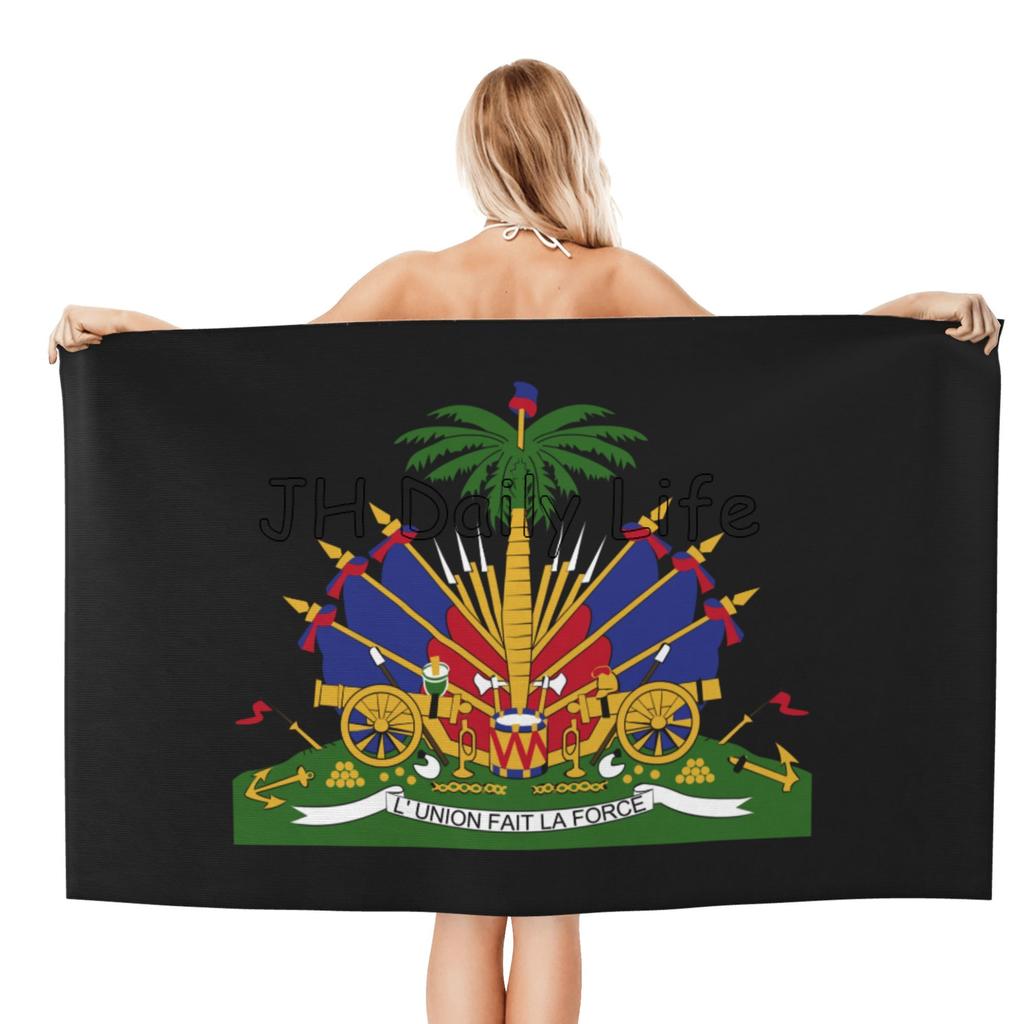 Haitian Flag Print Microfiber Bath Towel Super Absorbent Beach Towel For Travel Swimming Gym Outdoor Sports