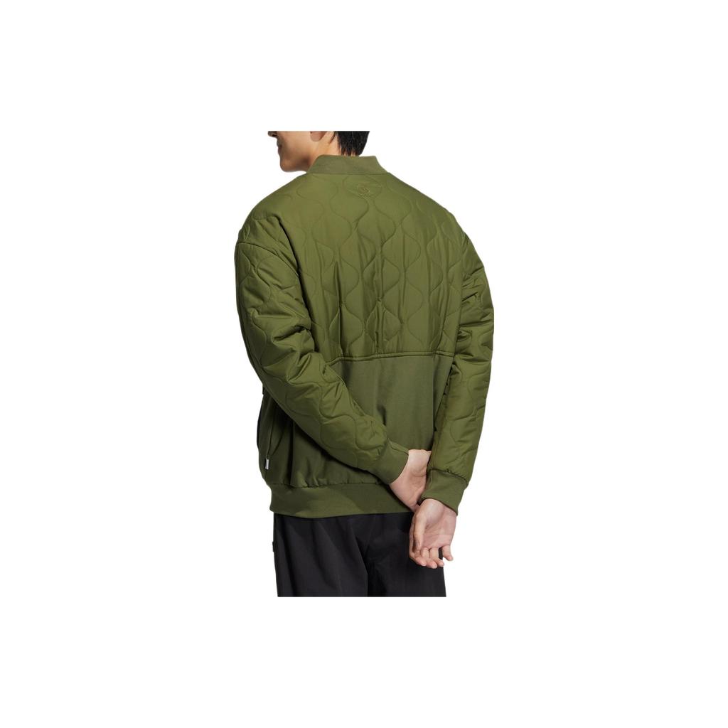 adidas Solid Color Round Neck Long Sleeve Jacket Cotton Winter Unisex Jacket Green HN4773