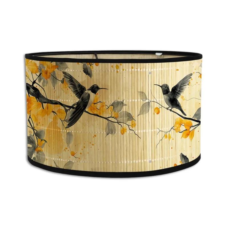 Nordic 30cm LampShades Vintage Bamboo Lamp Cover Floral Birds Pattern Table Floor Lamps Pendant Light Cafe Home Homestay Decor