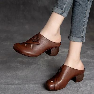 Moda 2024 Nuevas zapatillas retro para mujer, zapatos suaves, zapatos de punta cerrada, tacones altos, chanclas negras, chanclas para verano, chanclas de tacón medio
