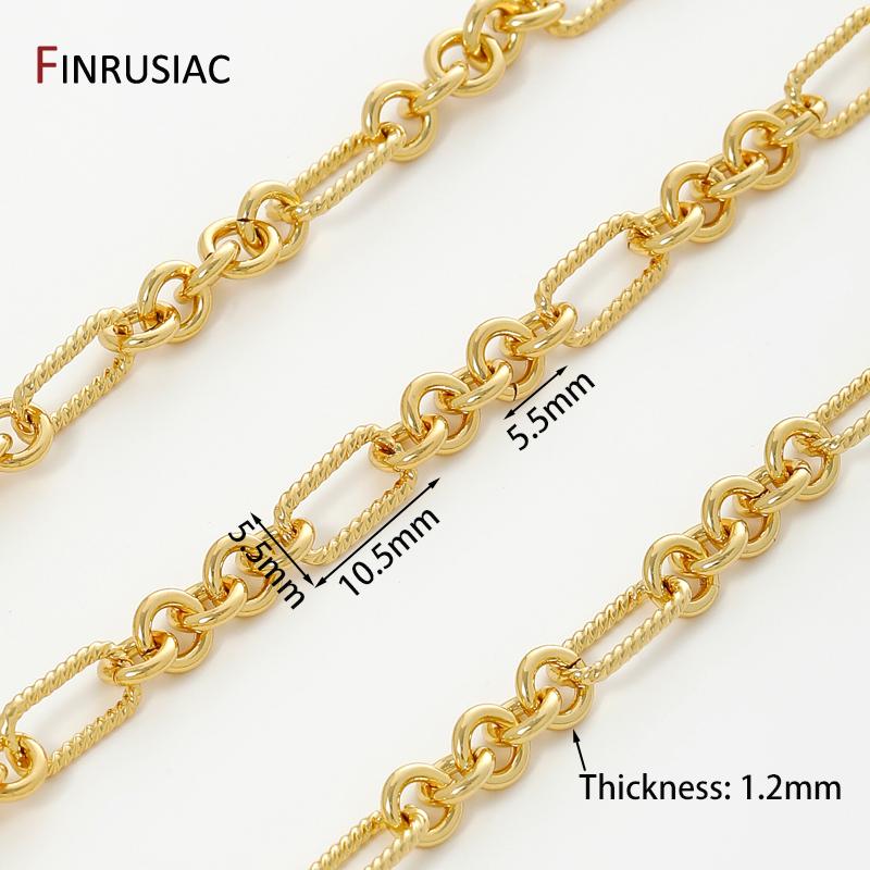

0.5/1Meter 18K Gold Plated Brass Thick Large Heavy Link Chains,3:1 Figaro Chain for DIY Necklace Bracelet Making Accessories 0.5 meter