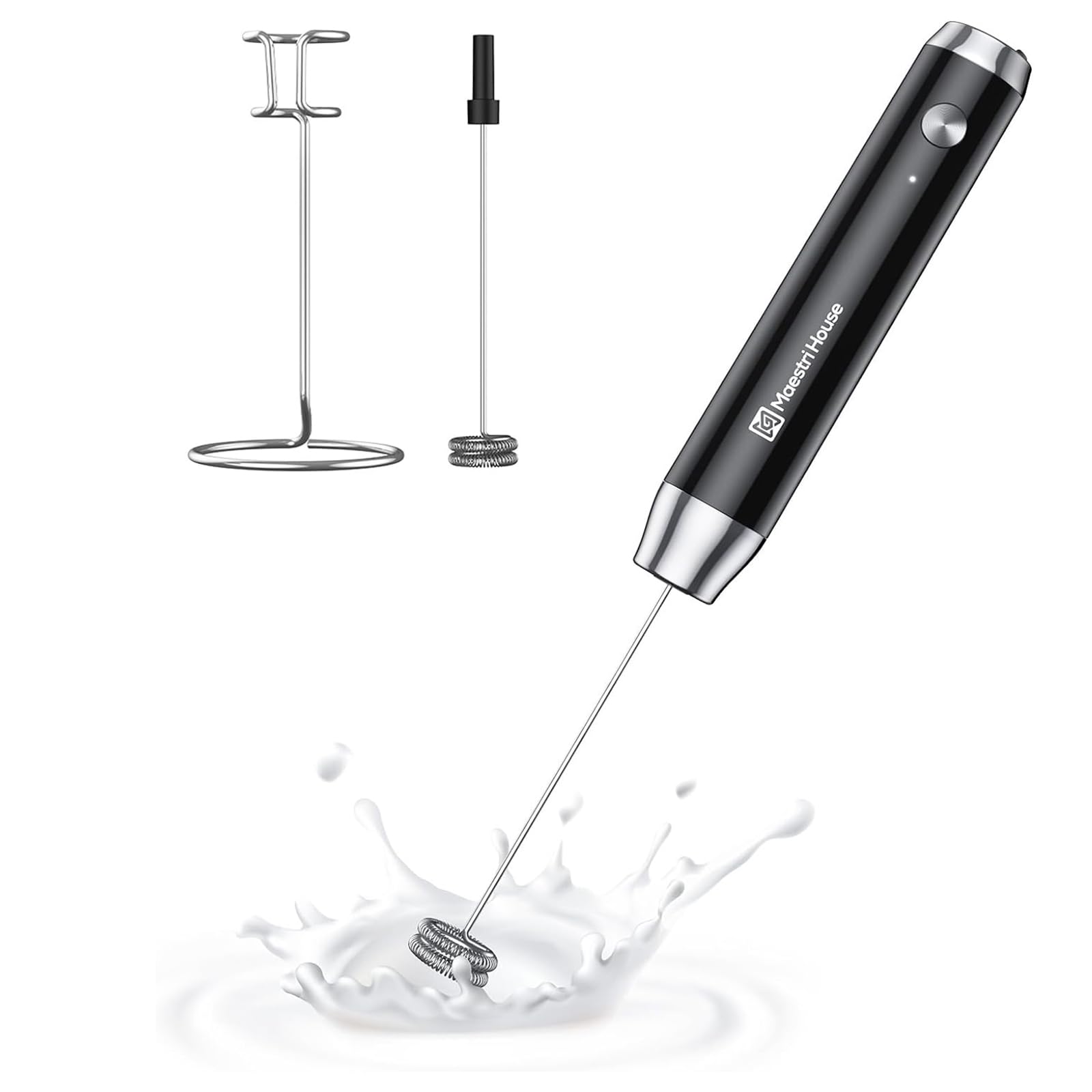 

Maestri House Milk Frother, Rechargeable, Electric Milk Frother, Rechargeable Milk Frother, Stick Milk Frother, Waterproof, Powerful, One Button, 2