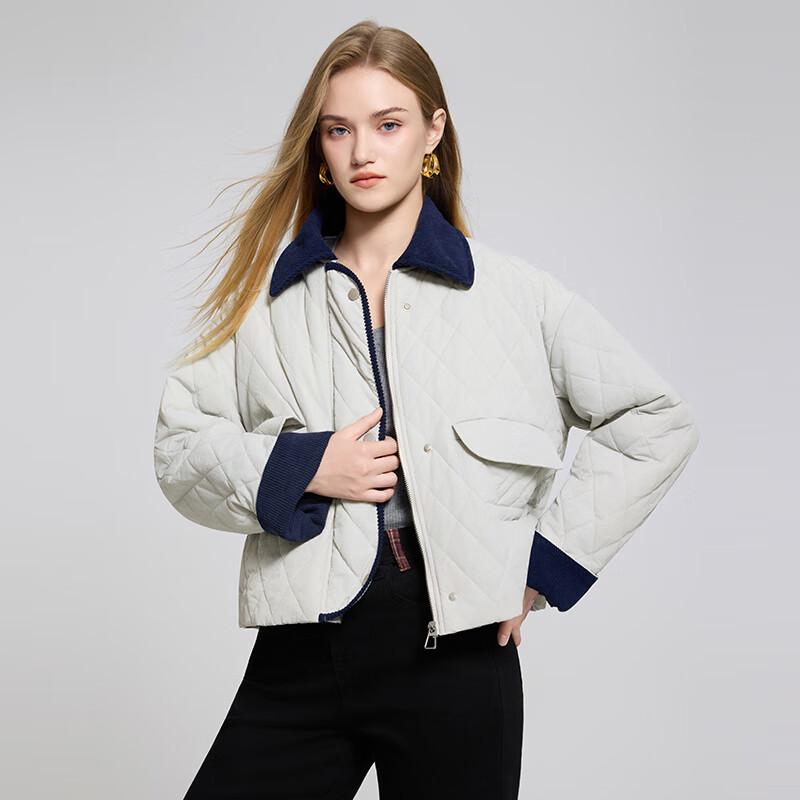 Tatu Color-Block Retro Quilted Short Padded Jacket