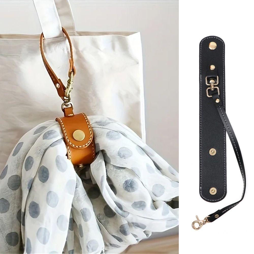 

Detachable Travel Hat Clip Leather Clasp Strap Keychain Bag Scarf Hanging Holder Outdoor Camping чорний