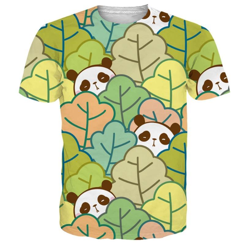 Osvěžující 3D digitálně potištěné roztomilé kreslené panda pánské letní tričko s krátkým rukávem a kulatým výstřihem