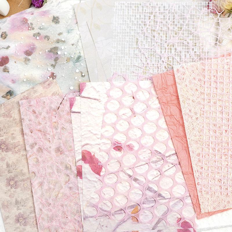 DIY Multi-Material Paper with Colorful Retro Grid Design for Journal Background Decoration
