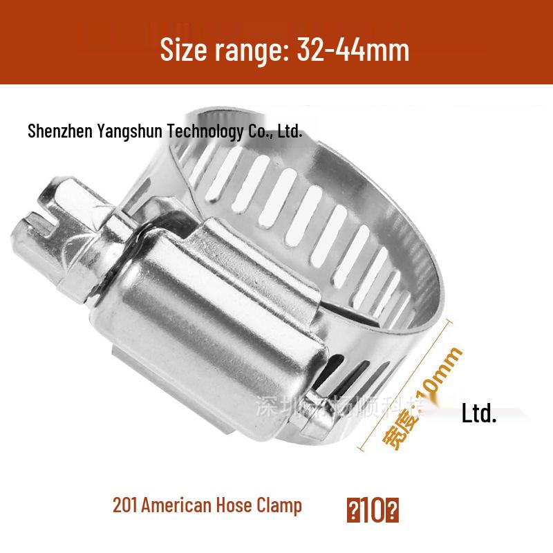 10-Pack 201 Stainless Steel Adjustable Hose Clamps 6-44mm