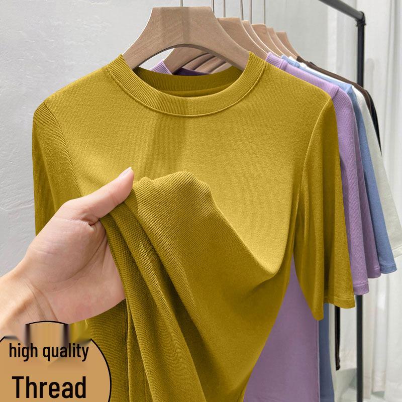 Damen Koreanischer Stil Gerippt Übergröße 3/4 Ärmel Einfarbig Schlankmachend Elegant T-Shirt