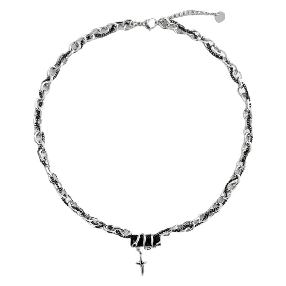 Snake Winding Geometric Titanium Steel Necklace For Men With Starry Effect And Hiphop Style