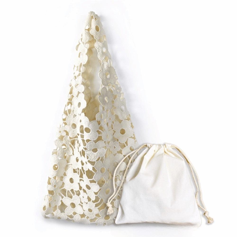 

Soft Hollow Out Embroidered Handbag Large Capacity Korean Style Shoulder Bag Daily бежевый