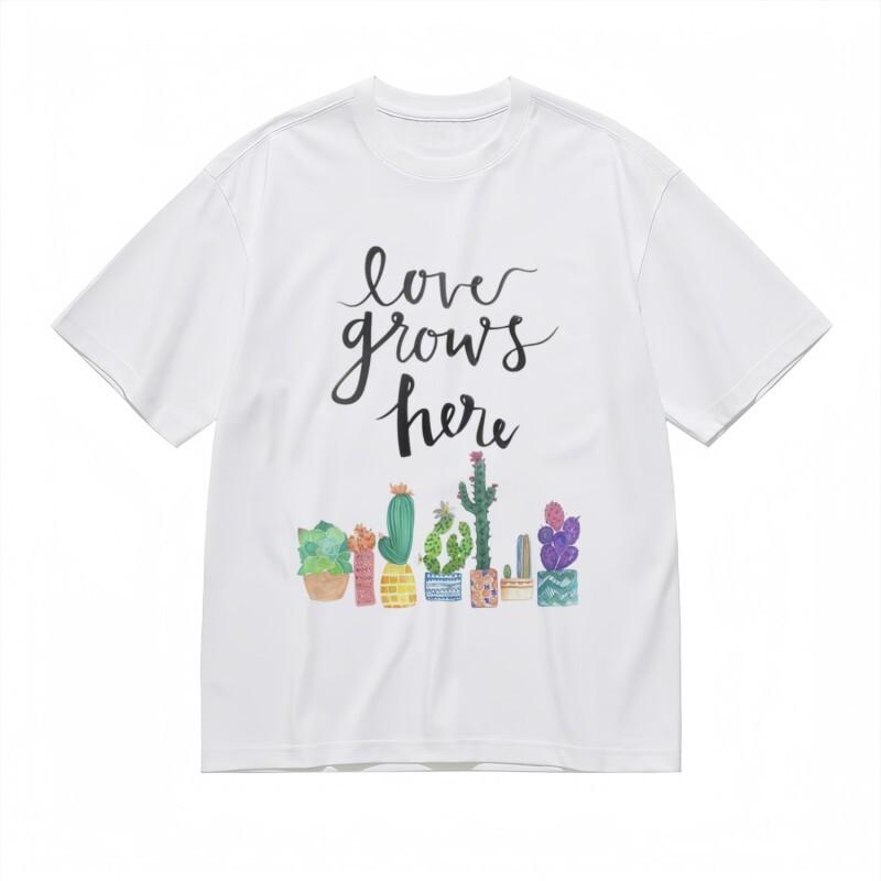 

Women s Breathable Classic T-Shirt Colorful Pots Love Growth Quote Tee S