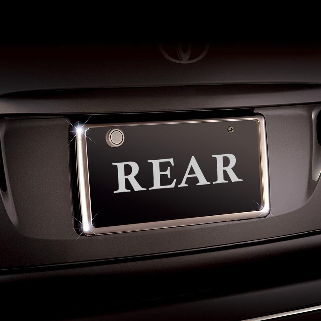 Seiwa Exterior License Plate Frames, Front & Rear Set, Metal Black (K418), Set of 2 (Front and Rear)