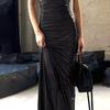 2024 Winter Women's U-Neck Solid Color Slit Vest Dress