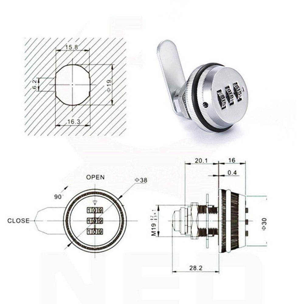 3 Digit Combination Door for Cabinet File Cam Lock Cabinet Locks Safe Hardware Password Lock