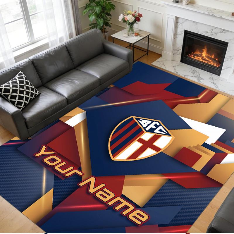 Crystal Velvet Rug Custom Name Text, Soft Non Slip Floor Mat Home DecorBologna FC