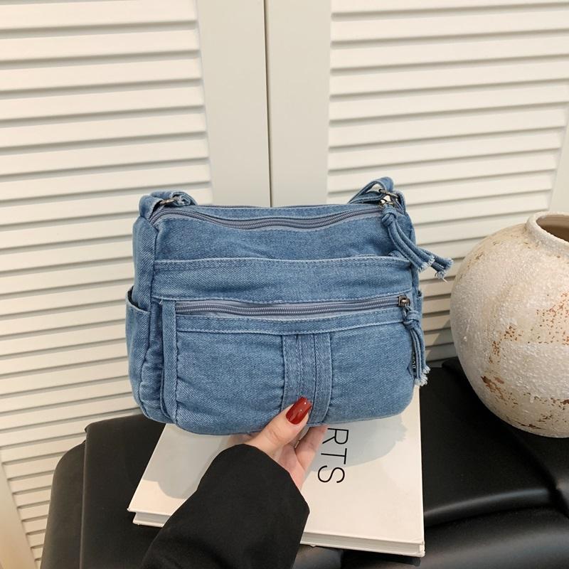 Denim Mobile Phone Bag Women's Shoulder Crossbody Bag Multi-Compartment Small Square Bag