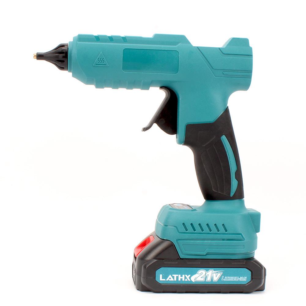 Makita-Style 18V Cordless Hot Melt Glue Gun with Cross-Border Rechargeable Lithium Battery - Compatible with 11mm Glue Sticks for Home Crafts.