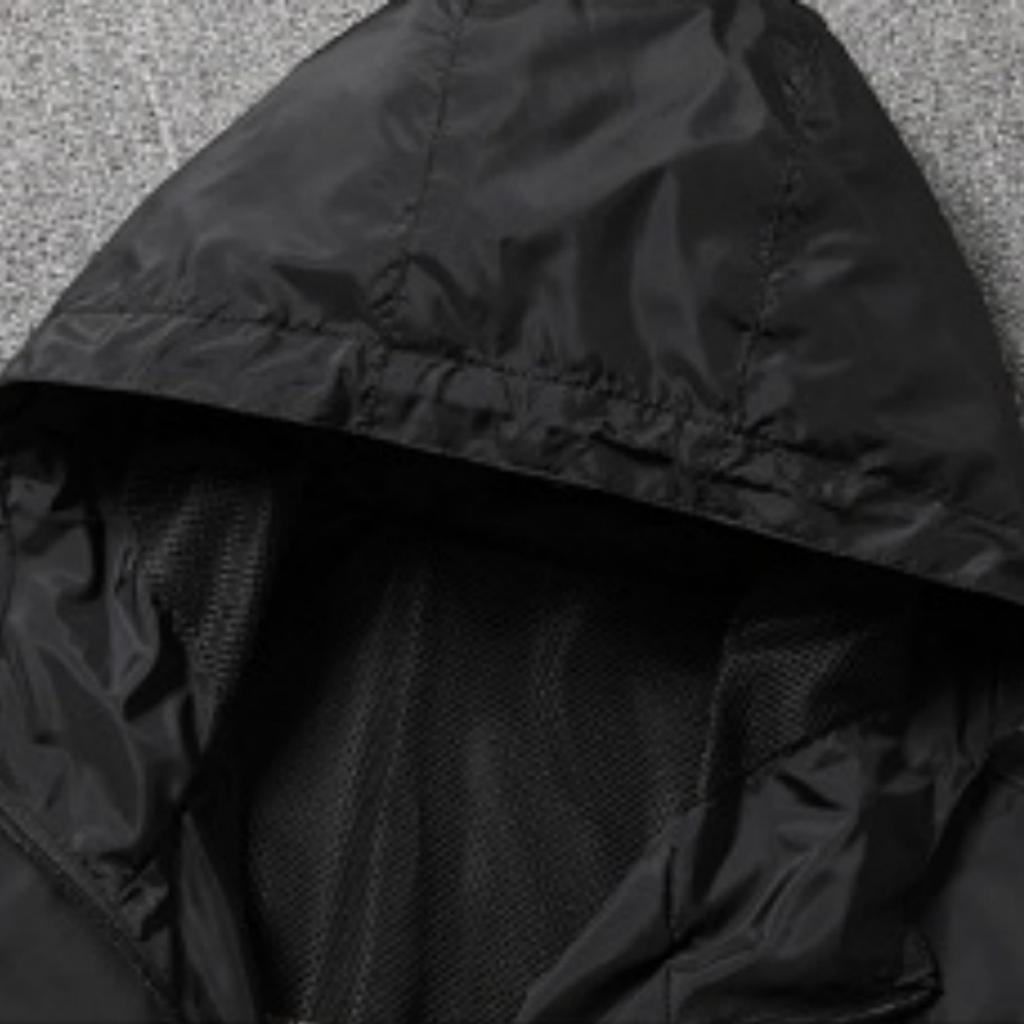 Herren Lässige Outdoor Jacke mit Kapuze im Reißverschluss-Stil, Herren Farbblock Schnelltrocknend Dünn Winddicht Und Wasserdicht Sport Windjacke