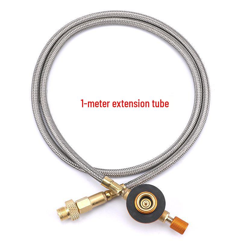 Outdoor Stove Extension: Connect Flat Gas Canister with 1-Meter Lengthened Valve Tube for Stove Modification