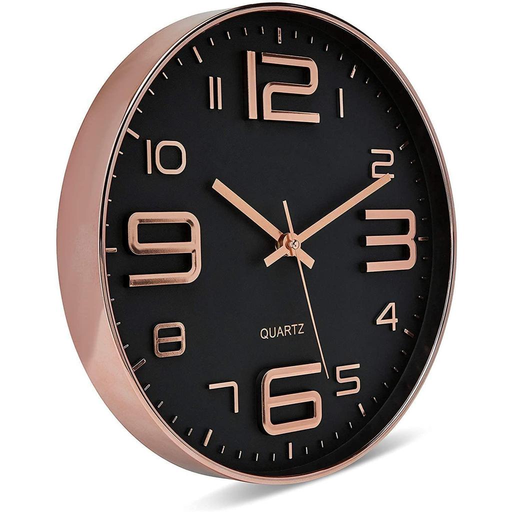 Wall Clock 12" Silent Quartz Decorative Latest Wall Clock Non-Ticking Classic Clock Battery Operated Round Easy To Read For Room/Home