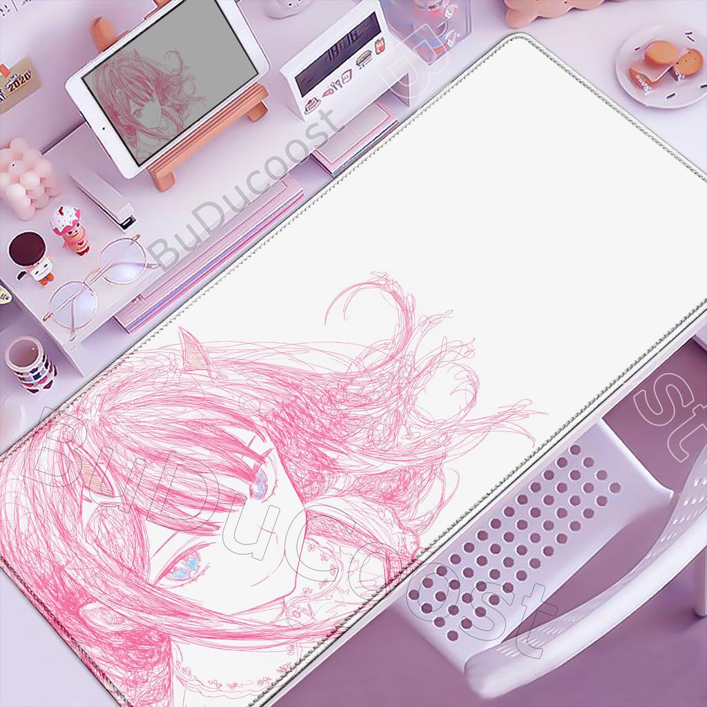 Pretty Pink Anime Girl Mousepad PC Gamer Cute Large Desk Mat Office Laptop Gaming Mouse Pad Kawaii PC Keyboard Rug Birthday Gift