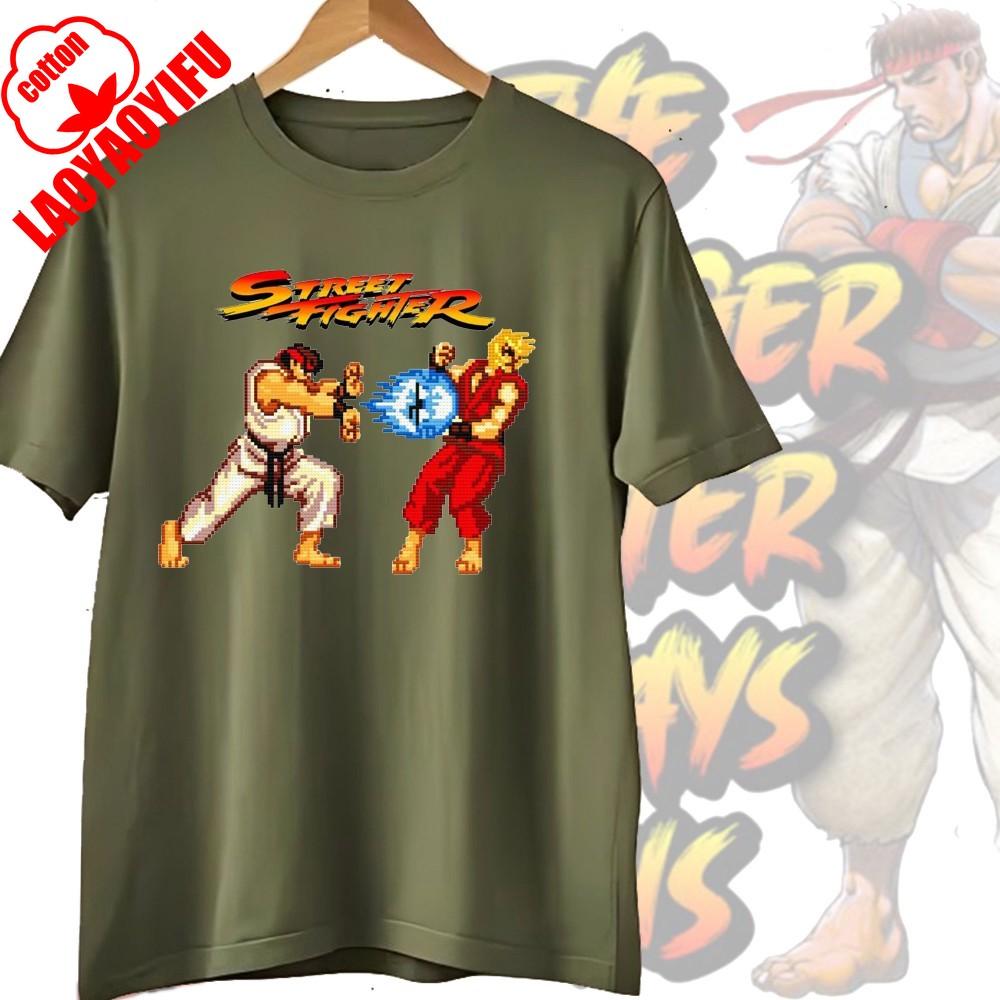 Street Fighter Chun-Li Ryu Printed Y2K New Couple Cotton T-Shirts Men Women Streetwear Casual Harajuku Retro Unisex Tee Top