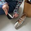 Fashion SUOJIALUN 2024 Spring New Women Flat Shoes Fashion Red Ladies Elegant Mary Jane Shoes Flat Heel Casual Dress Outdoor Ballerinas
