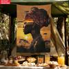 African Woman Sunset Silhouette Art Wall Tapestry Ethnic Tribal Decor Bohemian Bedroom Living Room Cultural Art Print