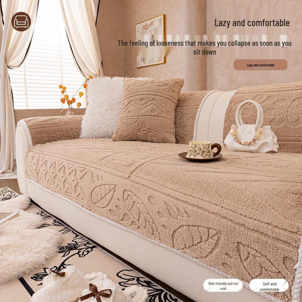 Cross-Border Autumn/Winter Soft Velvet Sofa Cushion - High-End, Non-Slip, Machine Washable Sofa Towel Cover