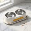 Stainless Steel Dog Double Bowl Anti Slip Large Capacity Pet Drinking Bowl with Stand Cute Duck Shape Detachable
