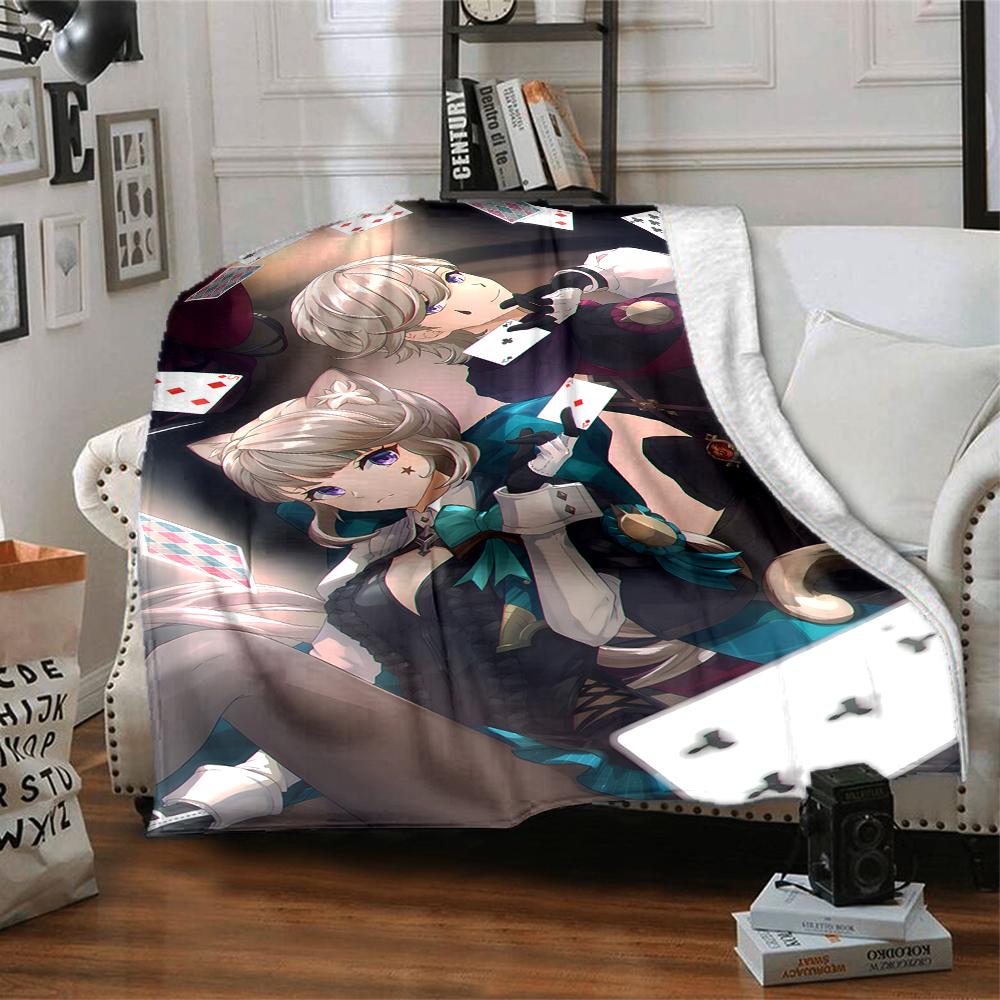 1pc Genshin Impact Lyney Lynette Blanket, Gift, for Men and Women, Soft Blanket, Good for Sofa Bed Couch Travel, Lightweight Flannel Blanket