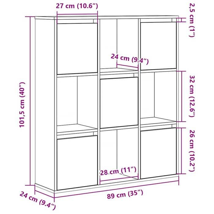 VidaXL Bibliothèque chêne fumé 89x24x101,5 cm bois d'ingénierie, étagère à livres, support de rangement, support à livres, 860404