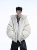 Zuoshan Diao Unisex Fur Collar Patchwork Hooded Cotton Jacket: Thick, Waterproof Outerwear for Autumn/Winter 2025