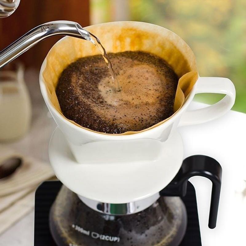 Reusable Over Coffee Maker Ceramic Portable Ceramic Coffee Dripper Flat Bottom BPA-Free Coffee Brewing Filter Cone Travel