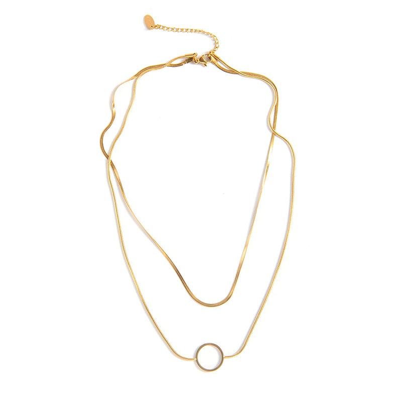Retro Style Gold-Plated Stainless Steel Combination Necklace Multi-Layer Clavicle Chain Titanium Steel Necklace