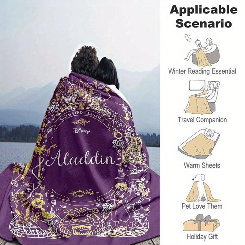 1pc, Aladdin-Inspired Home Decor, Flannel Throw Blanket for Your Living Room, Bedroom, or Outdoor Adventures. Perfect As a Sofa Blanket, Beach Cover
