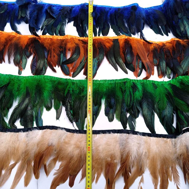 5-10Meter Natural Chicken Rooster Tail Feathers Trims Fringe Plumas Wedding Party Dress Decoration Needlework Accessories13-18cm