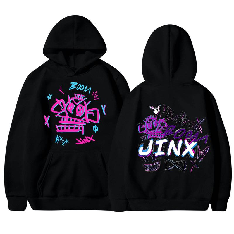 Arcane-Jinx Anime Figur Grafiska Huvtröjor Vinter Huvtröja Casual Sportig Långärmad Toppar Höst Herrkläder Huvtröjor & Sweatshirts herr