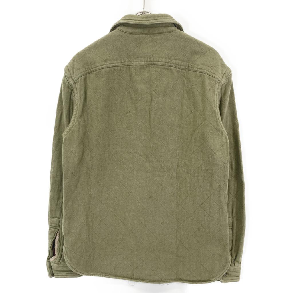 RRL Khaki Checkered Hickory Quilted Work Shirt Tops M khakiUsed