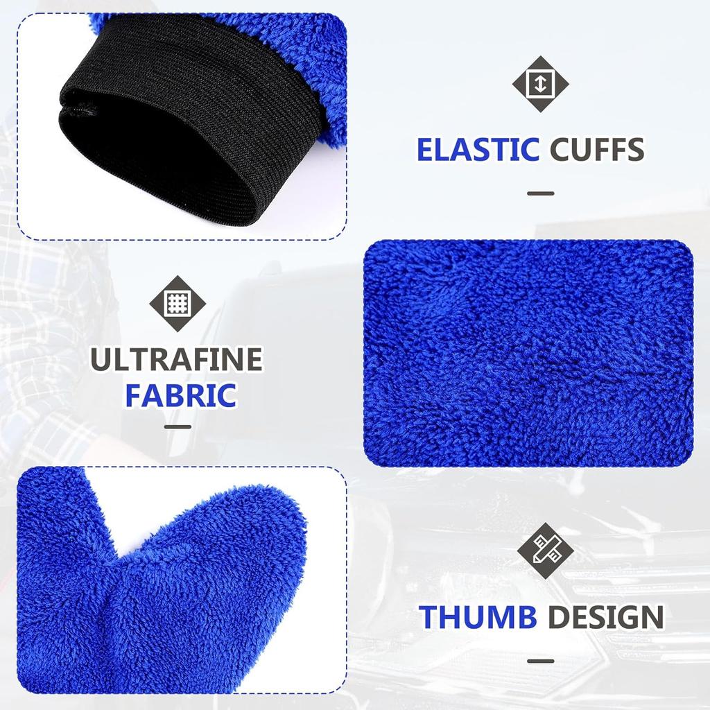 6 Pcs Microfiber Dusting Mitt With Thumb Washable Reusable Household Cleaning Mitt Car Wash Gloves Terry Weave Dusting Gloves For Plant Car Wheel
