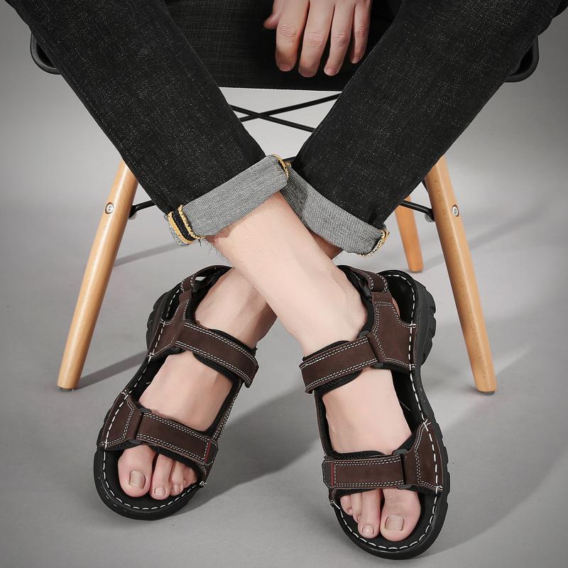Große Herren-Sandalen aus echtem Leder Sommer Herren Strand-Sandalen Outdoor-Sandalen Für Herren Schuhe