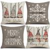 New Christmas Set Linen Pillow Cartoon Snowman Print Cushion Indoor Festive Decoration Sofa Pillow
