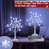2 Pack Lighted Christmas Tree, 18' Battery Operated Pre-lit Birches with Timer & Adjustable Branches