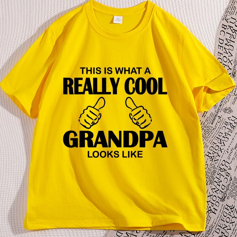 Mens Tshirt Cotton This Is What A Really Cool Grandpa Tshirt Casual Cotton Short Sleeve Funny Tshirt Round Neck Man Clothing