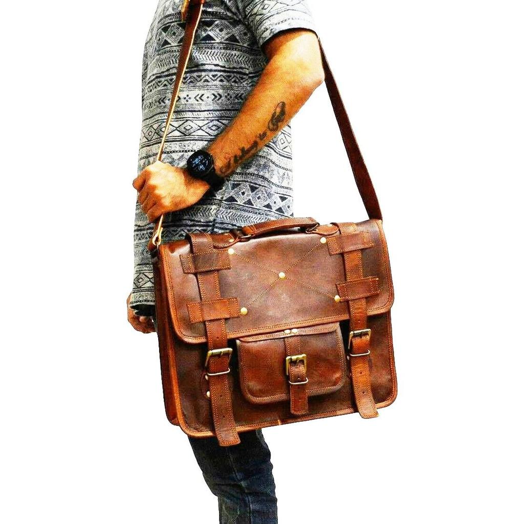 Vintage Briefcase Satchel Soft Leather Laptop Messenger Bag Shoulder New
