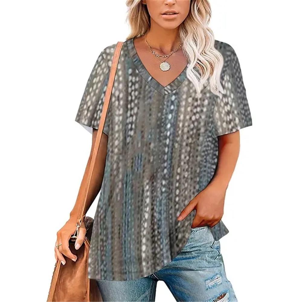 Σέξι Πουλόβερ με Λαιμόκοψη V Ευέλικτο T-Shirt Γυναικείο Μπλουζάκια με Ντεγκραντέ Εκτύπωση Ρούχα Unisex Vintage Streetwear Καθημερινό Στυλ Μόδα Streetwear