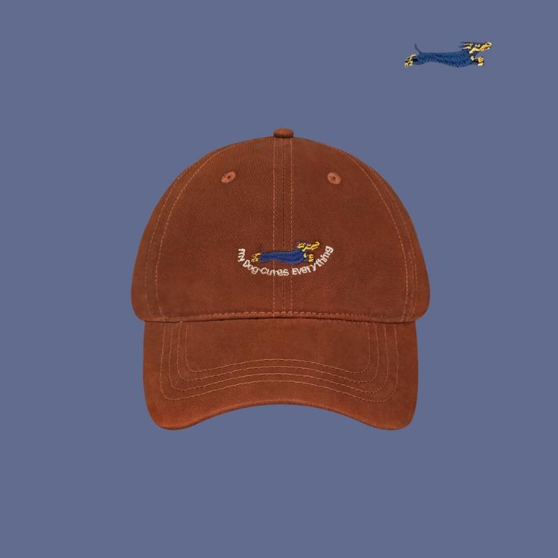 New spring and summer cute puppy embroidered baseball hat wide brim female spring and summer sunshade showing face little couple cap